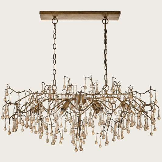 Branch Linear Chandelier with Glass Droplets