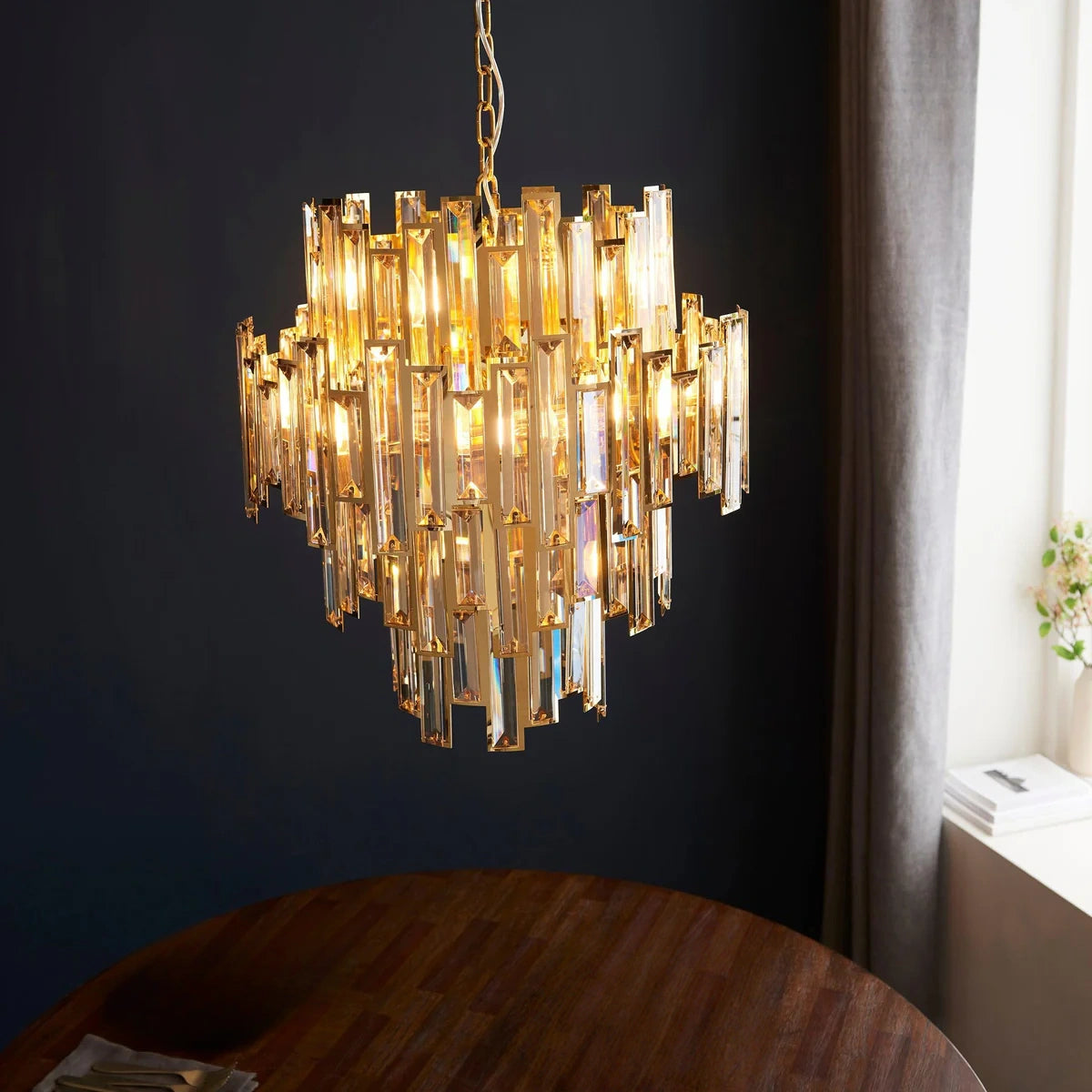 Light gold and champagne chandelier
