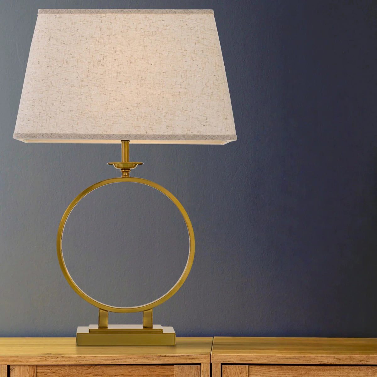 Antique gold and cream table lamp
